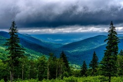 Summer storm clouds viewed along the Highland Scenic Highway, a  National Scenic Byway, Pocahontas County, West Virginia, USA
