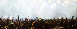 banner of cheering crowd and stage lights with space for your text