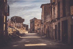Ghost town of Belchite ruined in battle during Spanish Civil War, Zaragoza