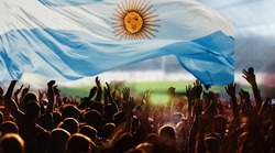 soccer supporters and Argentina flag