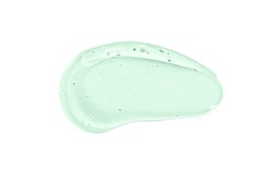 Light mint liquid gel smear isolated on white background. Beauty cosmetic smudge such as pure transparent aloe lotion, facial jelly serum, cleanser, shower gel or shampoo top view.