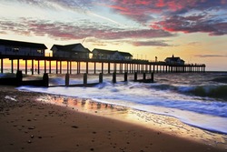 Southwold beach and pier at sunrise