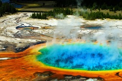 Grand Prismatic Pool at Yellowstone National Park Colors
