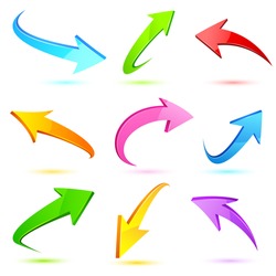 illustration of set of colorful arrow on white background