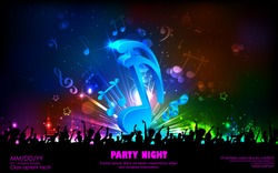 illustration of abstract musical note for party background