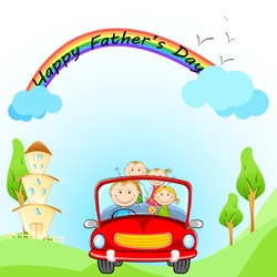 illustration of family traveling in car on Father's Day