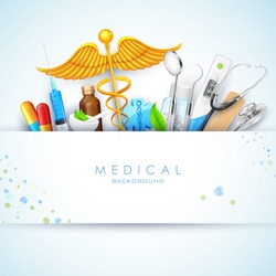 illustration of Healthcare and Medical background with medicine and stethoscope
