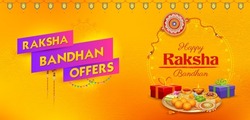 illustration of greeting card and template banner for sales promotion advertisement with decorative Rakhi for Raksha Bandhan, Indian festival for brother and sister bonding celebration
