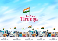illustration of abstract banner with Indian flag for 15th August Happy Independence Day of India Har Ghar Tiranga meaning Tricolor in every house