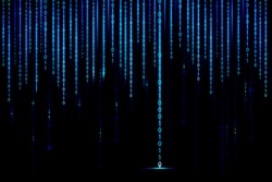 illustration of matrix style binary background with falling number