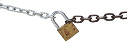 Chain and padlock isolated on white background 