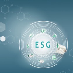 glowing bulb with esg circle concept of environmental, social and governance