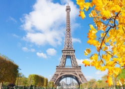eiffelTower in sunny fall day in Paris,  France