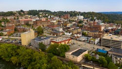 Morgantown West Virginia is situated on a steep hill above the Monongahela River
