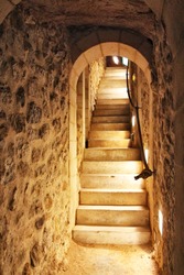 access stairs to a cave