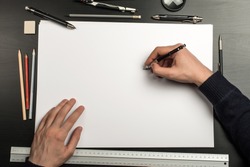Blank template for sketch, hand drawn projects, mockups