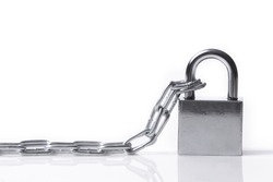   Lock and chain  on the white background
