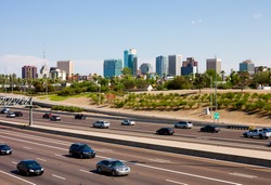 Freeway and downtown Phoenix, Arizona