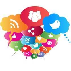 Social network symbols in speech balloons