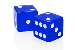 Blue dices isolated on a white background