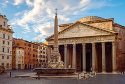 View of Pantheon basilica in centre of Rome, Italy