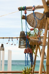 The decorative lantern designed  with the theme of fishing