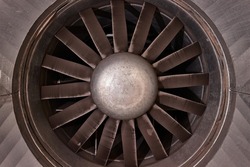 Big industrial jet fan or metal compressor blades