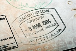 Australian passport stamp for entring the country