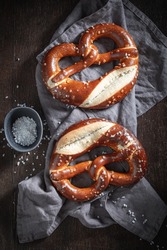 Yummy and crunchy pretzels as a salty snack. Crunchy and salty pretzels as a snack.