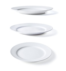 white plate in three dimensions on a white background