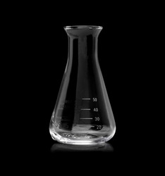 Glass Flask empty isolated on black  with clipping path