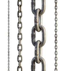 Set of metal chain, isolated on white with clipping path