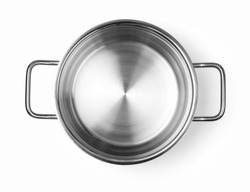 Stainless steel cooking pot  isolated over white background with clipping path