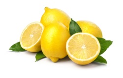 Fresh ripe lemons. Isolated on white background. with clipping path
