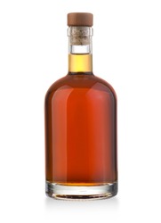 Full whiskey bottle isolated on white background with clipping path