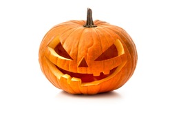 Halloween pumpkin head jack lantern isolated on white background