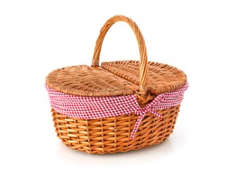 Picnic basket, isolated on white background