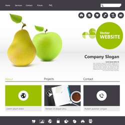 Website Template with realistic fruit illustration.