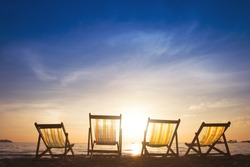 beach chairs at sunset, group tours