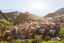 panoramic view of traditional greek village Stemnitsa, Peloponnese, Greece