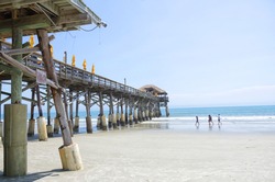 Cocoa beach pier in Florida during a hot summer day