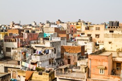 Buildings in New Delhi, India. Living conditions in Delhi