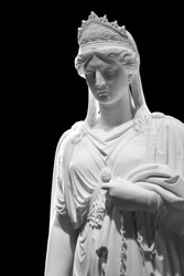 Marble sculpture of Queen Zenobia isolated on black background 