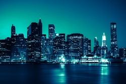 New York - view of Manhattan Skyline by night