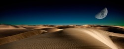 Night in the desert sand dunes