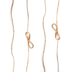 linen rope with bows on white background