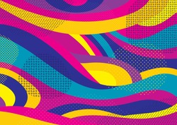 Creative geometric colorful bright background with patterns. Collage. Design for prints, posters, cards, etc. Vector.
