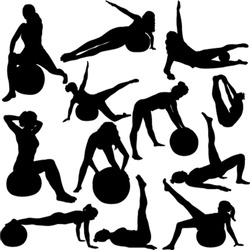 pilates women silhouettes - vector 1