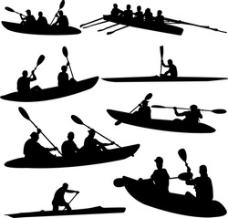 Rowing collection silhouettes - vector