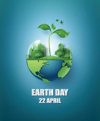 World environment and earth day concept, paper cut 3d .